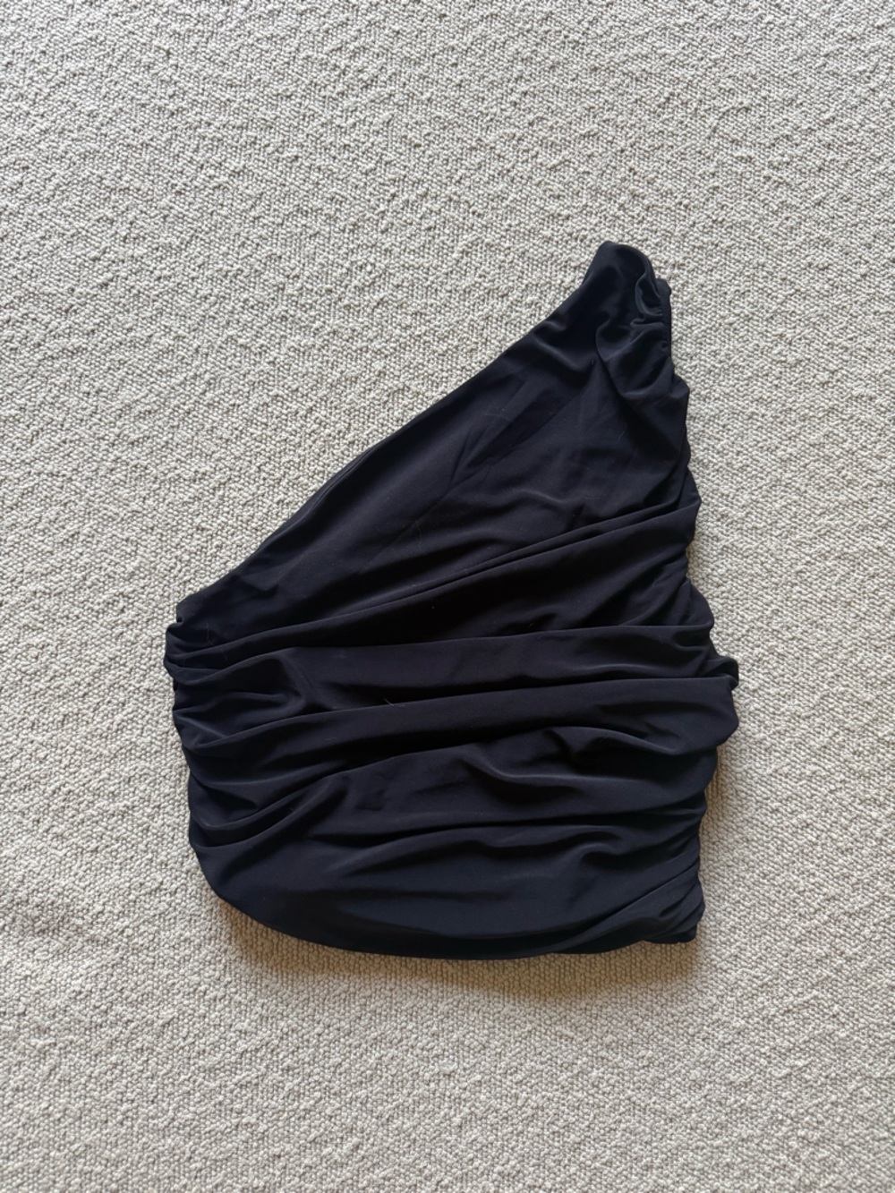 Express One Shoulder Black Ruffled Crop Top